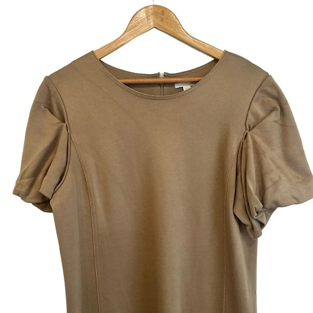 COS Tan Sheath Short Puff Sleeve Midi Dress - Picture 5 of 8